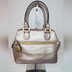 Ellen Tracy Metallic Satchel- gold hardware handbag